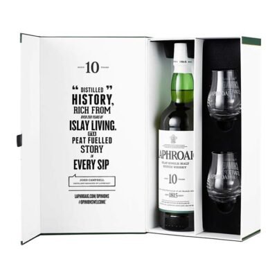 Laphroaig 10 Year Old Single Malt Scotch Whisky 700ml + 2 Glasses Booze Buddie Laphroaig 10 Year Old Single Malt Scotch Whisky 700ml + 2 Glasses